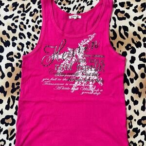 Victoria's Secret Style Japanese Brand Semantic Design PINK Y2K Tank Top size L